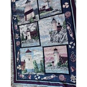 Goodwin Weavers Nautical Lighthouse Woven Tapestry Throw Blanket